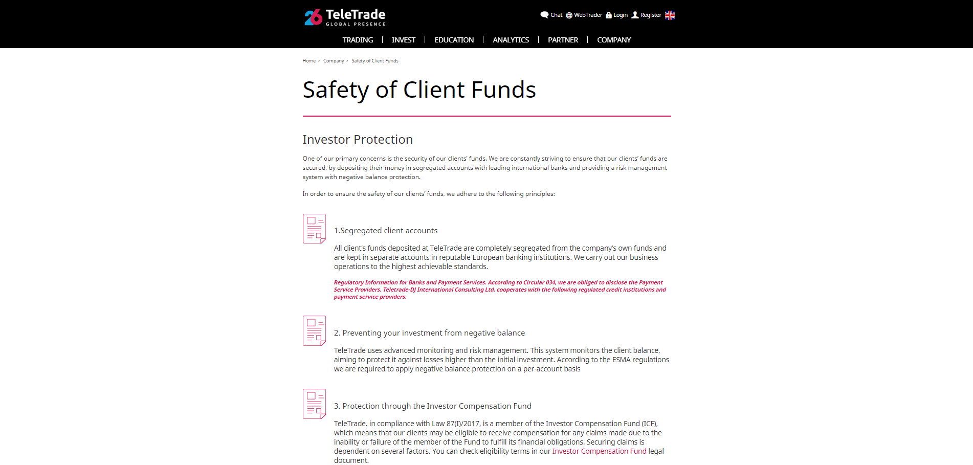 TeleTrade Review client protection